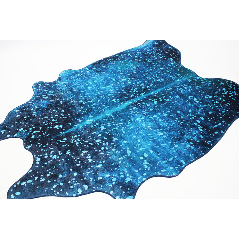 Tapis bleu sarcelle à imprimé animal Bouno