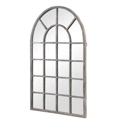  Arched Windowpane Wall Mirror 44" H Farmhouse Decorative Mirror