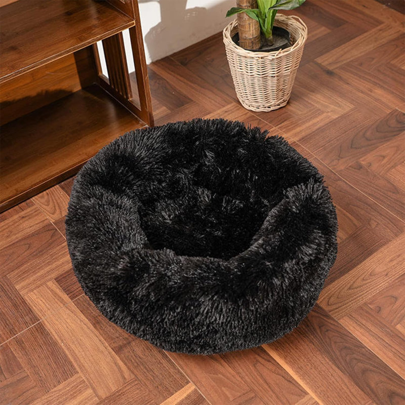 Dequarius Bolster Pet Bed, 15.7" W x 15.7" D x 6" H, Black