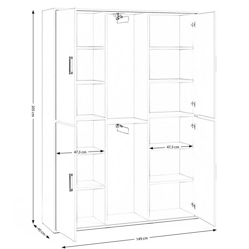Daneil 3 Door Sliding Wardrobe, Grey