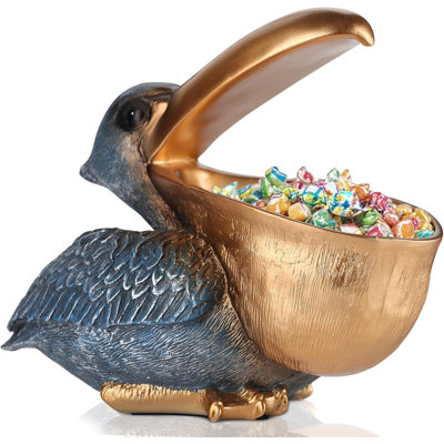 Pelican Key Holder Statues,Candy Dish For Office Desk Unique,Modern Key Holder For Pelican Figurine,Suitability Desk Candy Bowl And Entry Table Decor Items(Gold1)