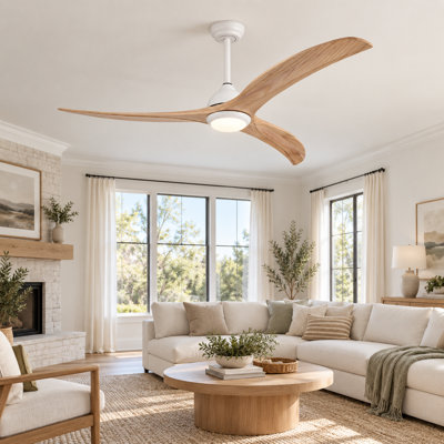 Ventilateur de plafond d'intérieur à DEL 52 po avec lumière intégrée et télécommande (3 pales)