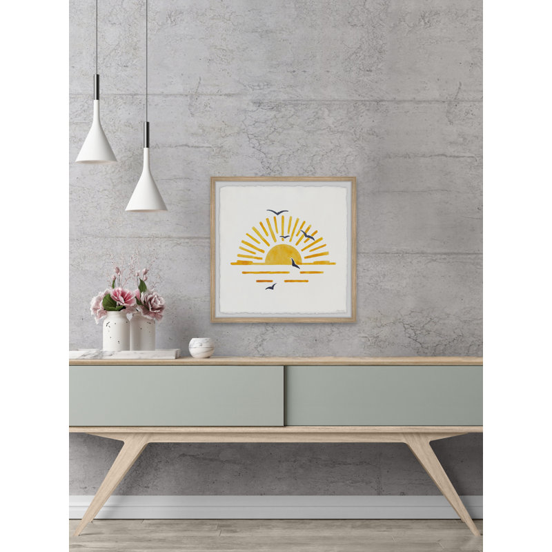 Birds And The Rising Sun - Single Picture Frame Painting, 61cm H x 61cm W x 3.81cm D