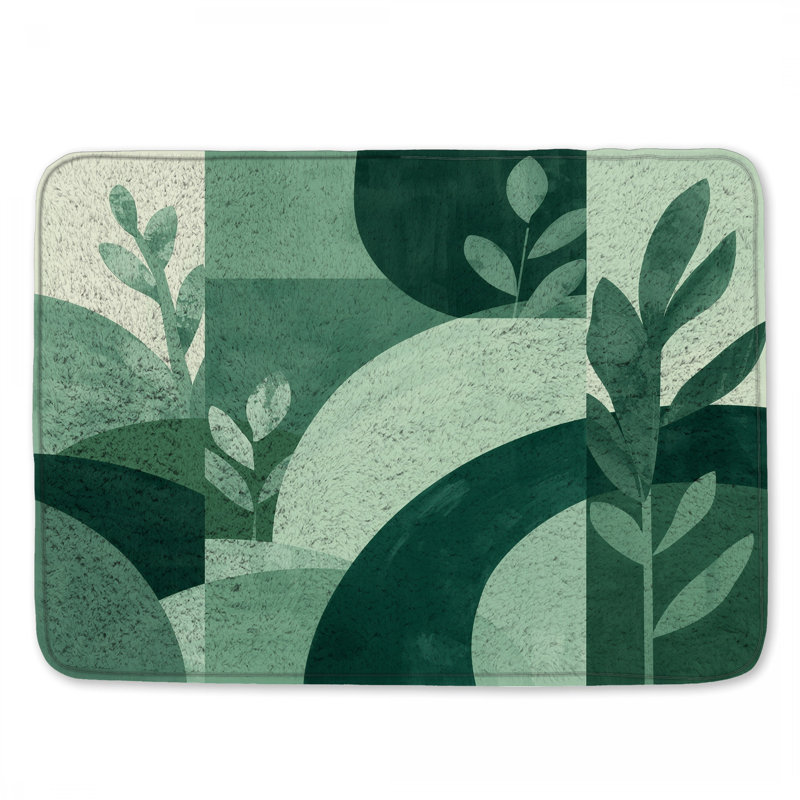 Tapis de bain vert à motif géométrique, L 34 po x L 21 po