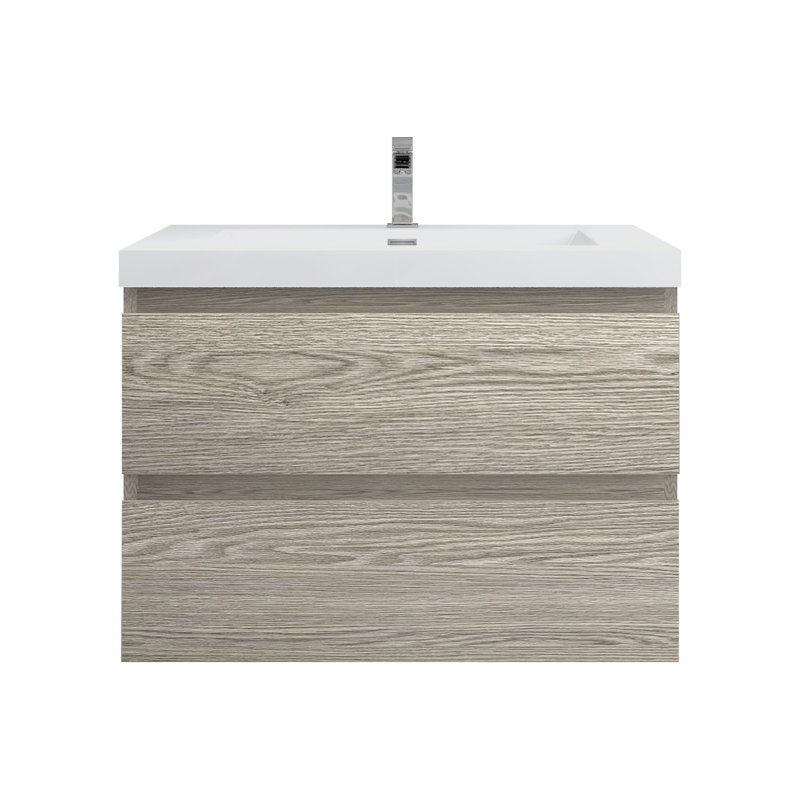 Holoman 30'' Single Bathroom Vanity with Acrylic Top, Teak Oak