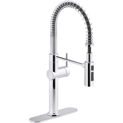 Kohler Crue Single Handle Semi-Professional Pre-Rinse Kitchen Faucet with Three-Function Pull Down Sprayer