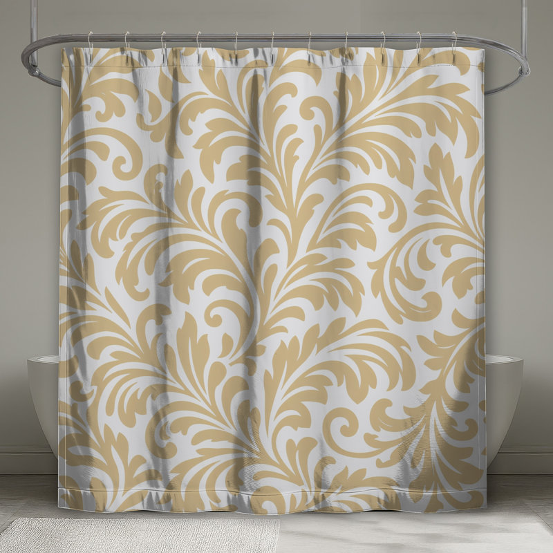 Rideau de douche beige à motif damassé extra long, L 70 po x H 72 po