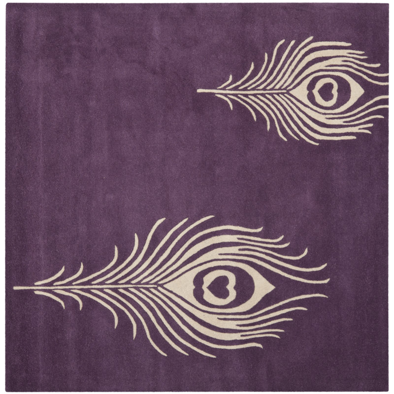 Tapis mauve touffeté à la main Nonia, Carré 8 pi