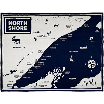 Jeté en coton Coastal North Shore Map