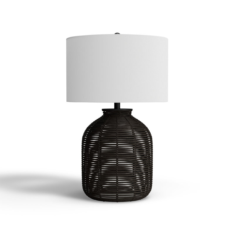 Wicker/Rattan Table Lamp, Black