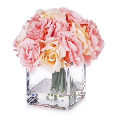 Fabric Roses Arrangement in Vase