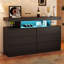 Adriel 6 Drawer 47.3" W Black Dresser With Power Outlet And Led Light-217373373