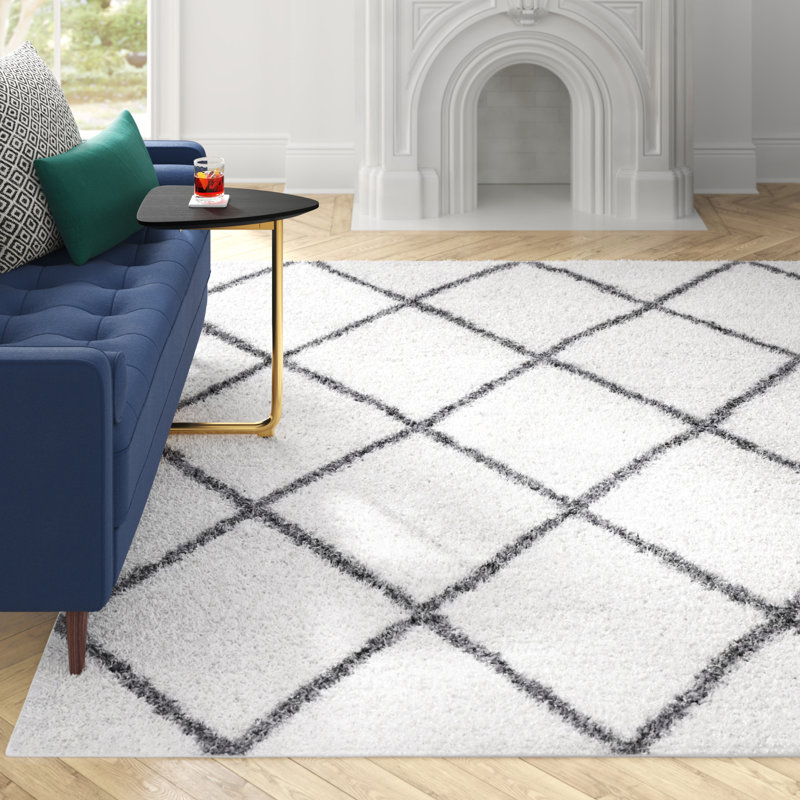 Tapis blanc à poils longs Audet, Rectangle 8 pi 9 po x 12 pi 2 po
