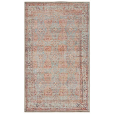 GLN Rugs Traditional Collection - Machine Washable Area Rug, Traditional Washable Rug, Non Slip Washable Rug, Low Pile Chenille Living Room Rug, Bedroom Rug, Kitchen Rug (Multicolor Rug)