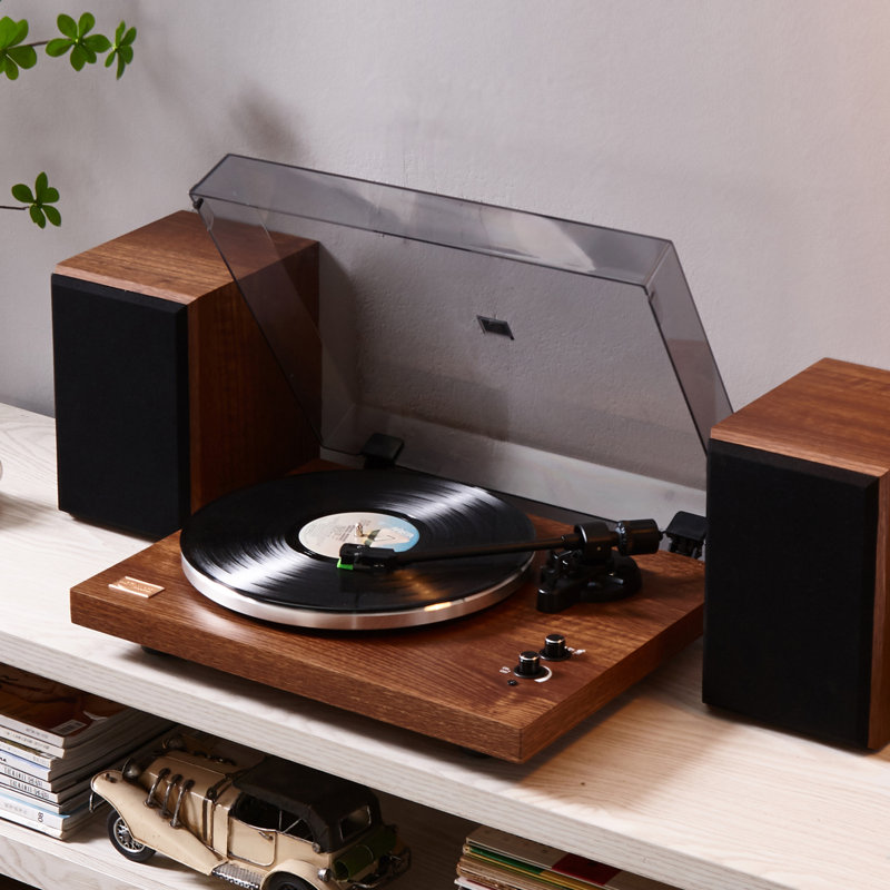 Cassini Walnut Bluetooth Vinyl Turntable with 40W Stereo Speakers
