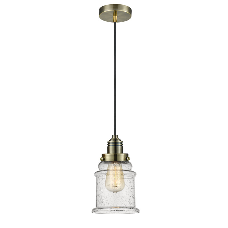 Cecil 1 - Light Single Pendant, Antique Brass/Black