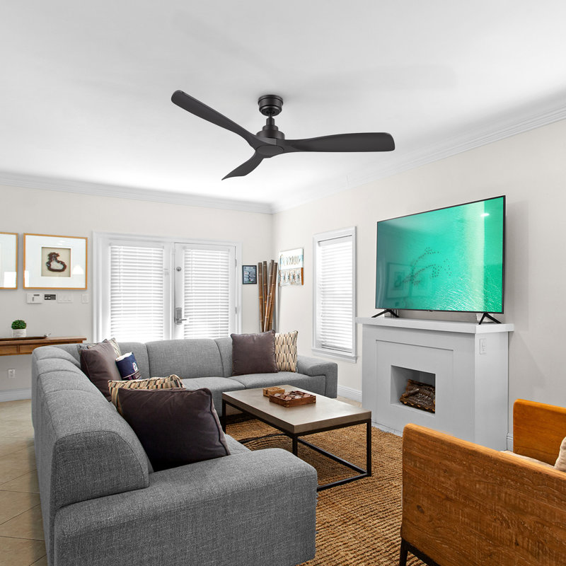 Ventilateur de plafond intelligent à 3 pales 52 pouces en ABS avec télécommande