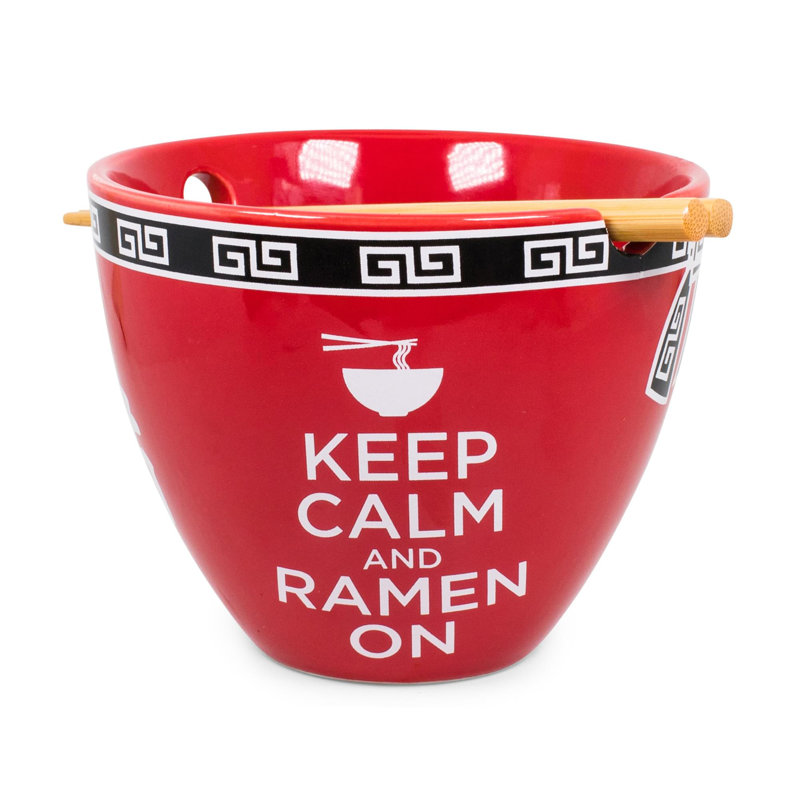 Service de vaisselle Bowl Bop Keep Calm And Ramen On | Bol de 16 onces, baguettes