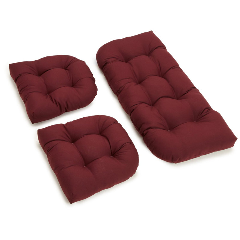 Outdoor 5'' Loveseat Seat Cushion, Burgundy