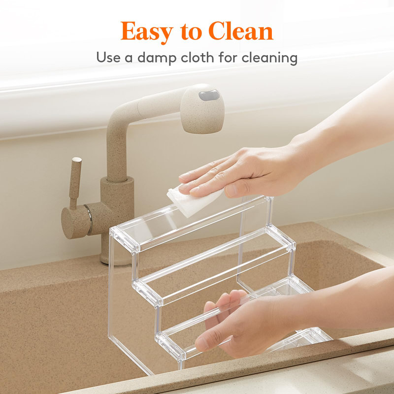 4 Tier Clear Display Risers Stand, Desktop Display Stand For Organize And Decoration