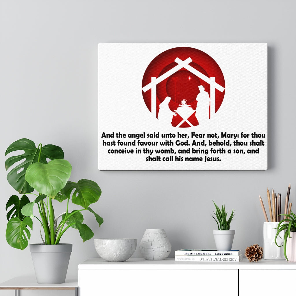 Blue Elephant Fear Not Mary Luke 1:30-31 - Wrapped Canvas Typography ...