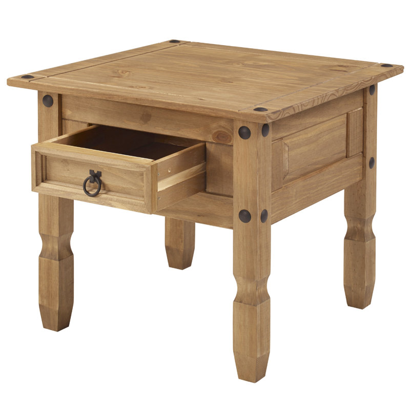 Aadhvik Solid Wood End Table with Storage, Antique Brown
