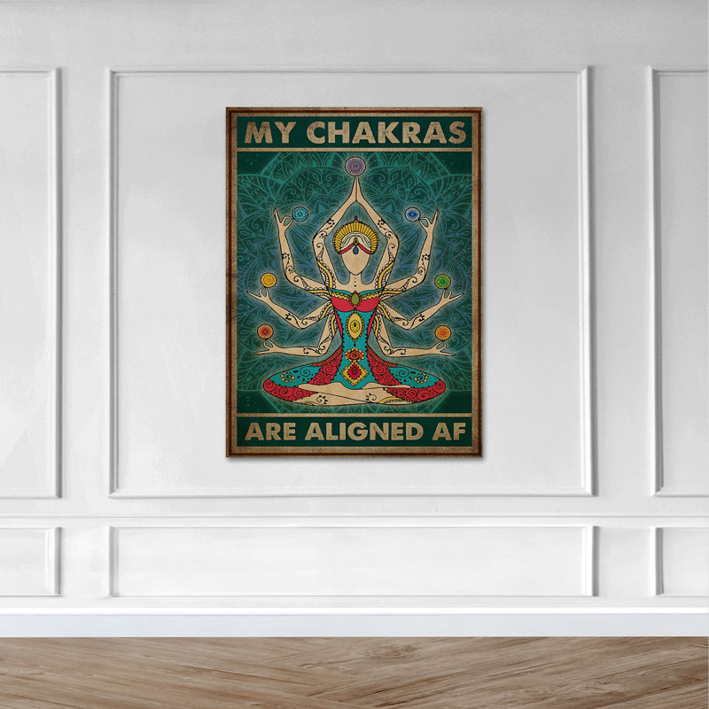 «Girl with Many Hands Doing Yoga - My Chakras Are Aligned Af», reproduction d'art graphique sur toile tendue 1 pièce