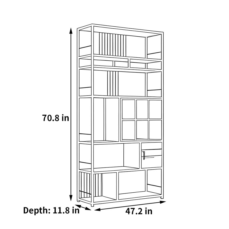 Bibliothèque classique et durable, H 70,8 po x l 47,2 po x P 11,8 po