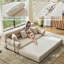 Canapé-lit modulaire convertible en forme de L, canapé de plancher modulaire avec tissu adapté aux animaux de compagnie, mousse à haute densité à 4 couches, canapé-lit moderne pour le salon