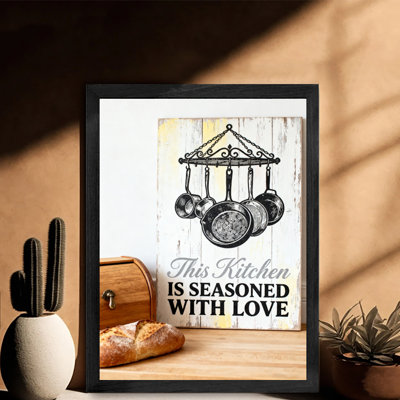 Art encadré noir rétro Cette cuisine est pleine d'amour, impressions encadrées de style rétro