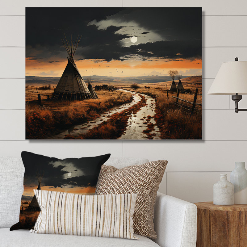 Native Tipi Legacy Of The Plains II - Native American Wall Art Living Room, H 34 po x l 44 po x P 1,5 po, Toile tendue