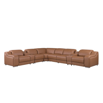 Stanuta 8 - Piece Top Grain Italian Leather Power Reclining Sectional