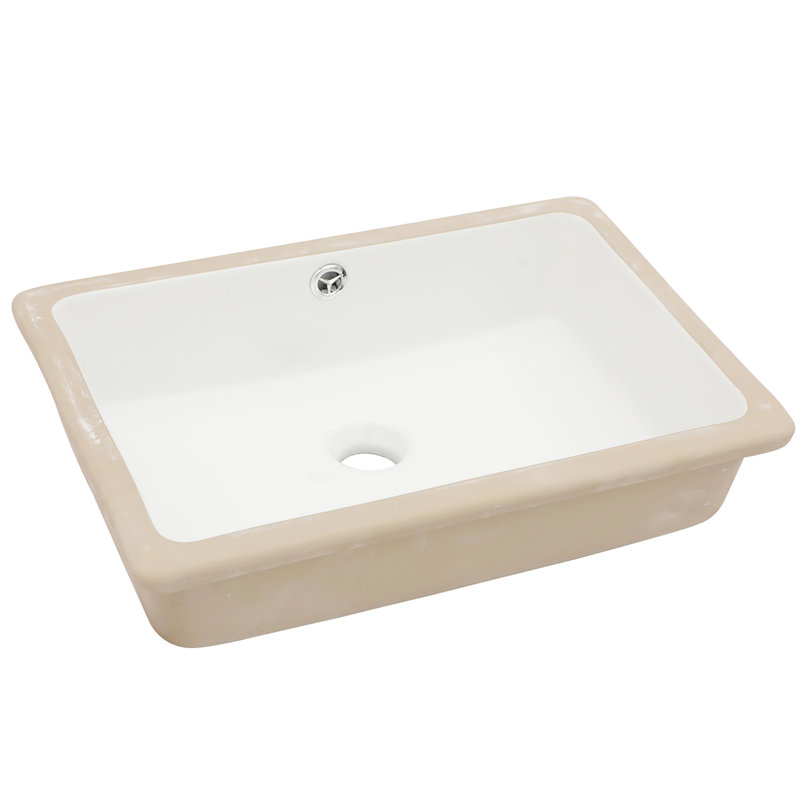 Lavabo de salle de bain encastrable 18 po x 12 po avec trop-plein blanc céramique - Style classique moderne, résistance aux acides pour le remodelage Moderne, élégant, salle d'eau
