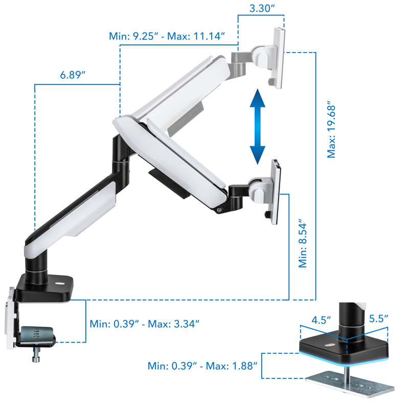 Heavy-Duty Full-Motion Ultrawide Monitor Arm with RGB Lighting
