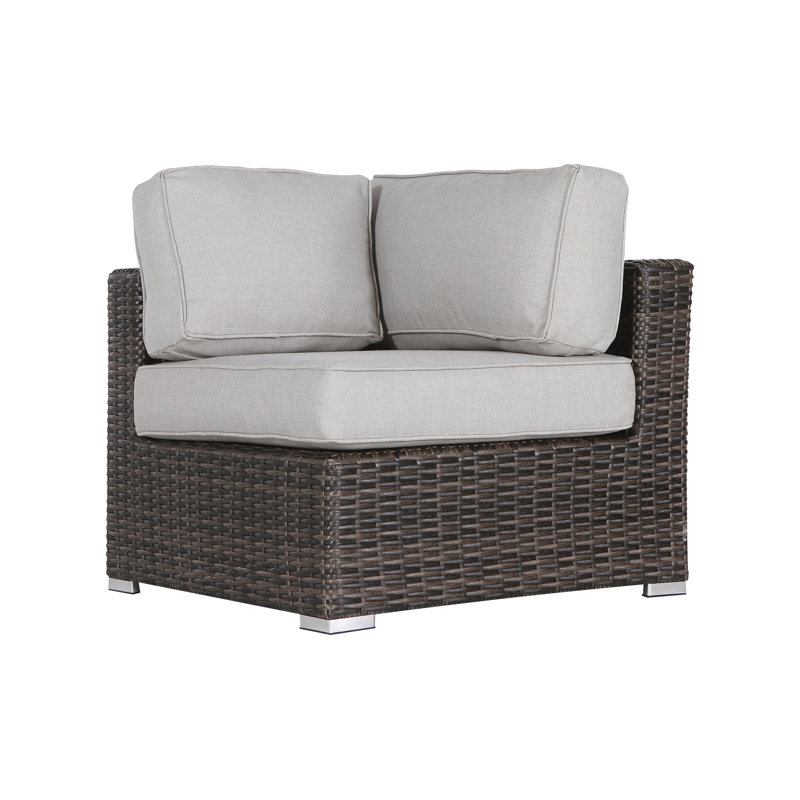 Espresso Rattan Wicker 4-Person Seating Group with Gray Cushions