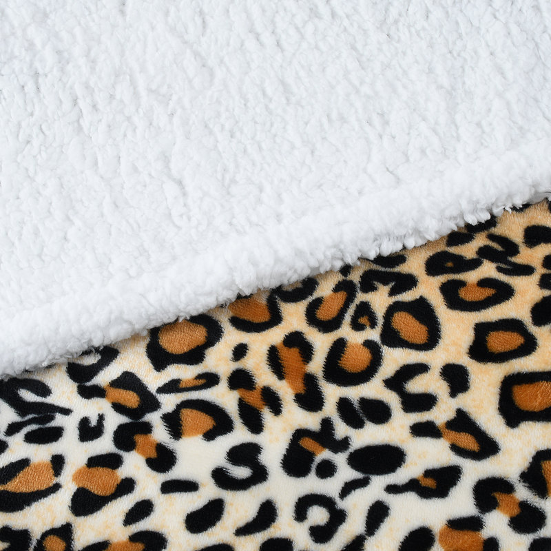Catalonia Cheetah Sherpa Fleece Blanket, 60"x80", Reversible Plush Throw