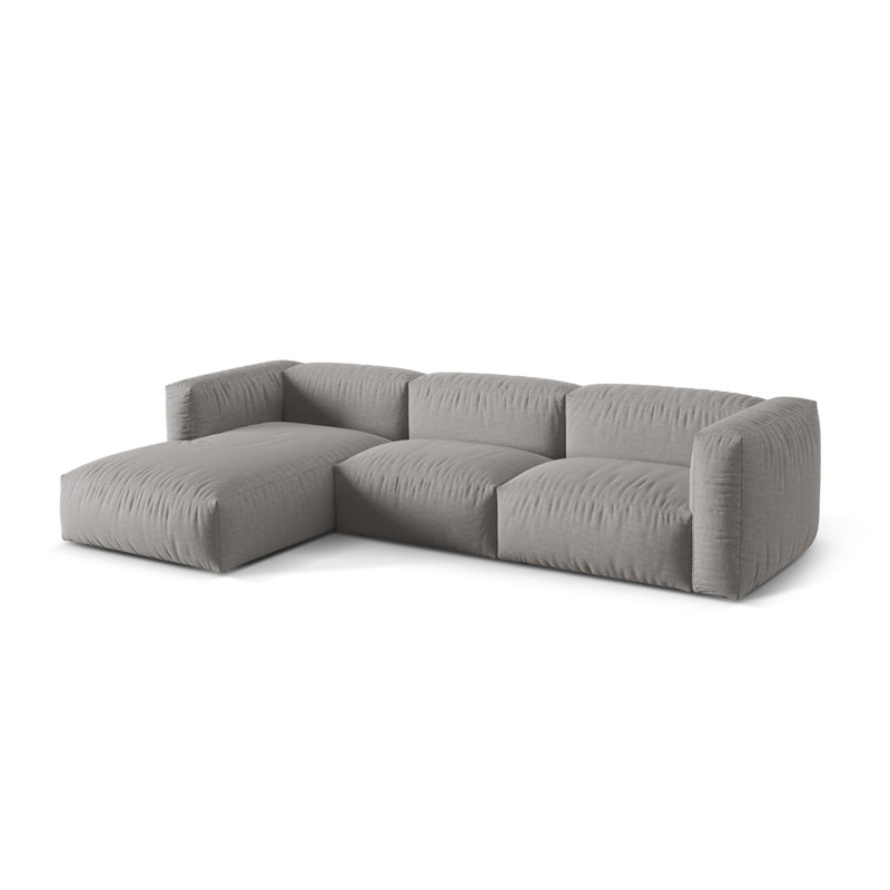 Carce 3 Seater Corner Sofa , Structured Fabric- Light Grey, Left-Hand Facing