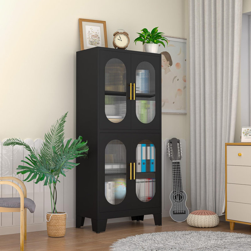 Armoire de rangement à 4 tablettes Cadell, Noir