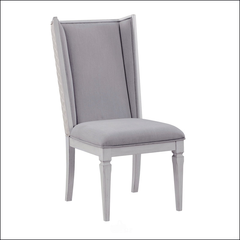 Chaise d'appoint en lin gris clair et blanc vieilli