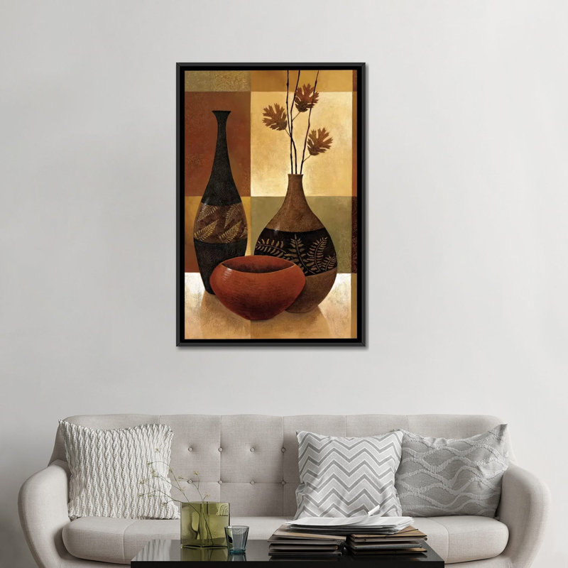 «Natures Patchwork II», impression sur toile, H 26 po x l 18 po x P 1,5 po, Toile avec cadre flottant noir, Pas de tapis