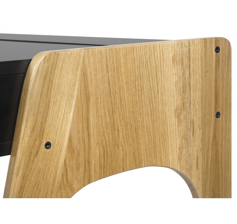 Solid Wood Base Writing Desk, Matte Black