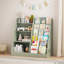 Bibliothèque à 4 niveaux en bois vert sauge pour enfants avec bac de rangement pour jouets Présentoir à bibliothèque multifonctionnel pour chambre d'enfant