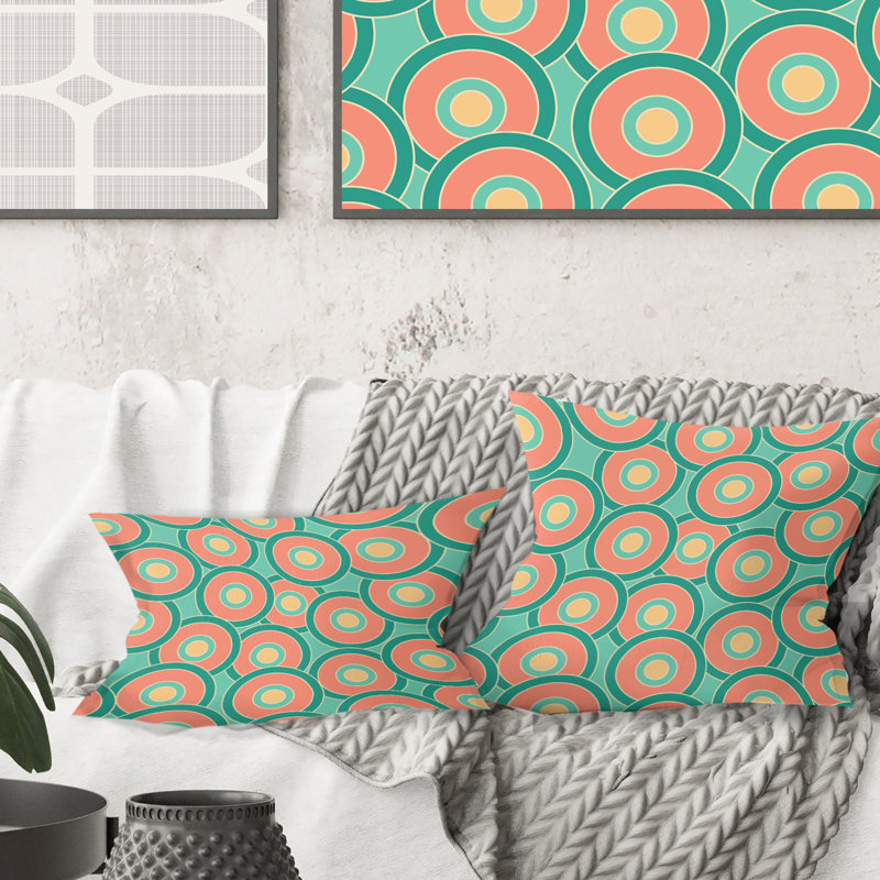 Coussin décoratif rétro imprimé circulaire VI - Mid-Century