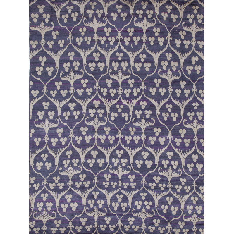 Rumi Hand-Knotted Silk Midnight Rug
