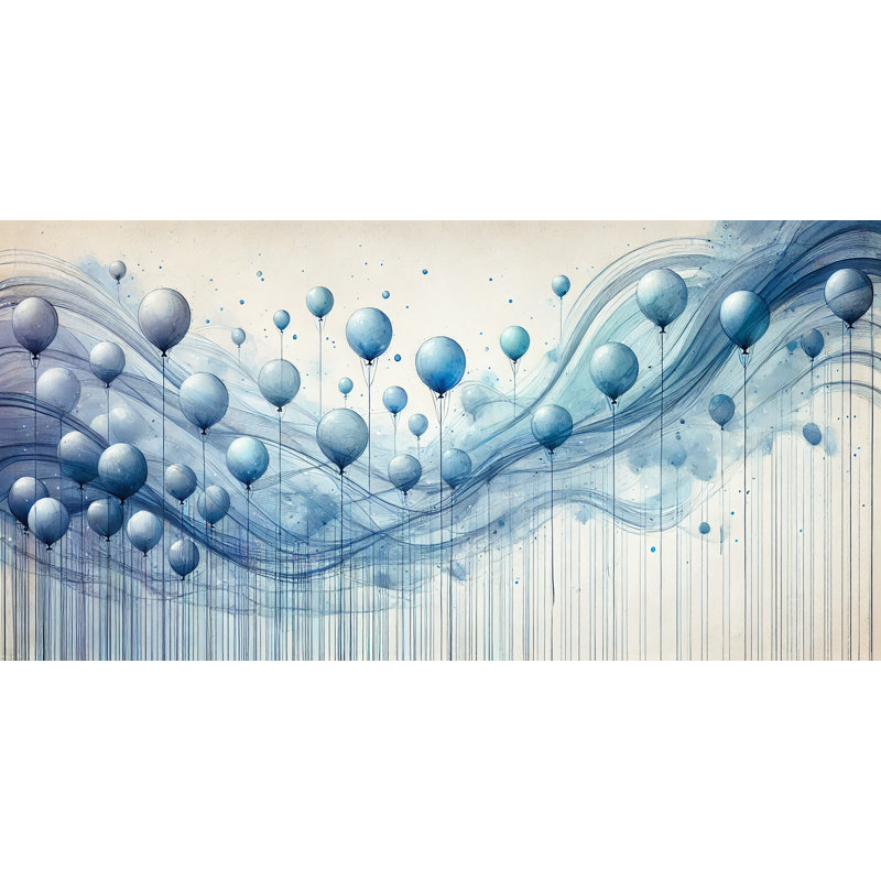 «Blue Balloon Waves», reproduction d'art sur toile abstraite, H 20 po x l 40 po