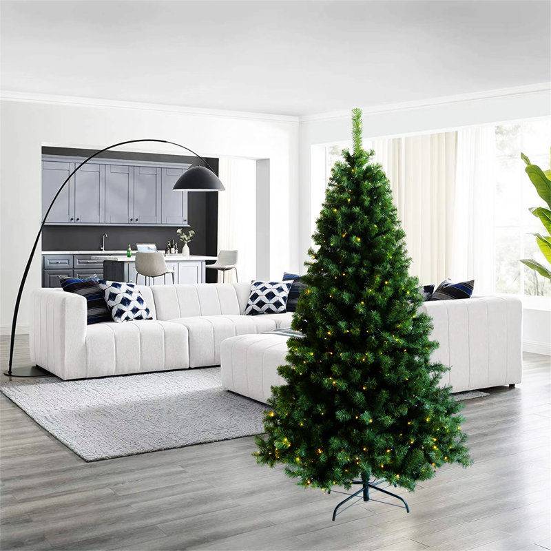 Arbre de Noël articulé artificiel pré-éclairé avec support pliable