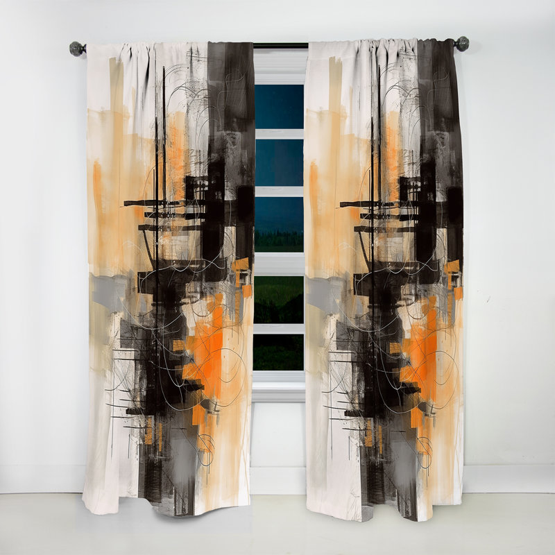 Abstract Design Shapes II - Rideau moderne - Velours obscurcissant - 1 panneau, L 52 po x L 84 po