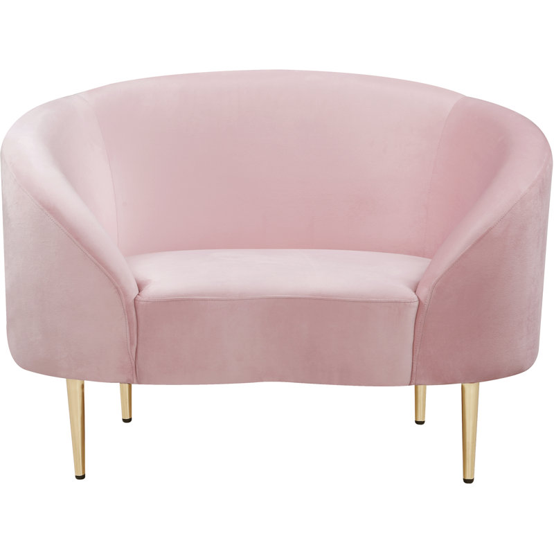Ritz 43.5" Wide Velvet Barrel Chair, Pink Velvet