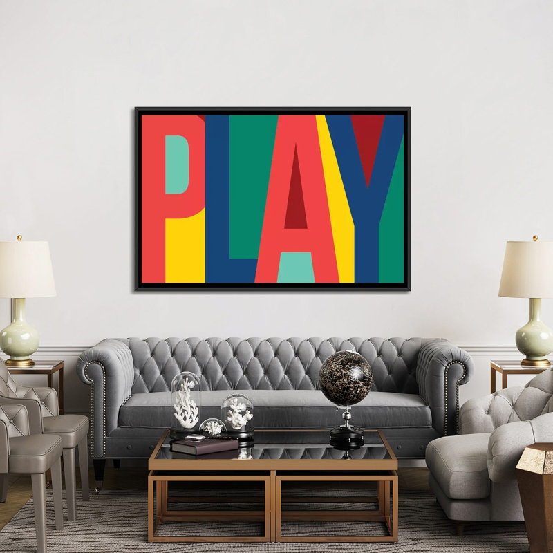 «Play», reproduction sur toile tendue, Toile avec cadre noir, H 32 po x l 48 po, Noir