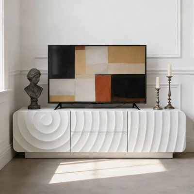 Meuble télé 58 po avec 2 tiroirs et armoire de rangement Mid-Century